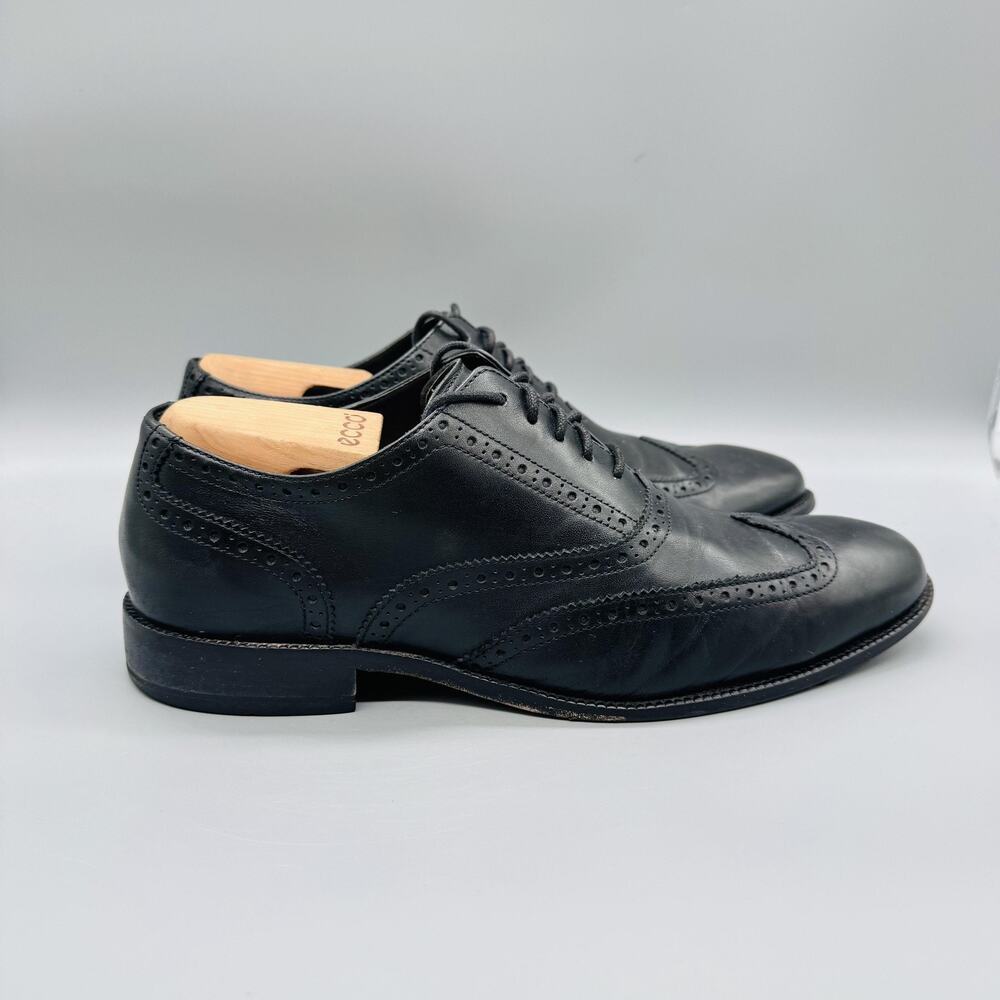 Cole Haan Shoes Mens 9.5 Black Leather Wingtip Oxford Lace Up Dress Brogue